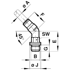 Drehbare Winkel-Einschraubverbindungen 45°, Technische Zeichnung