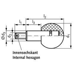 Drehbarer Kugelknopf 3192 Durchmesser 40mm , Technische Zeichnung