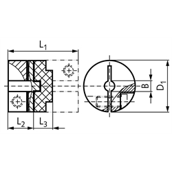 Drehstarre Kupplungen HFD mit Durchgangsbohrung, mit Klemmnaben, Technische Zeichnung