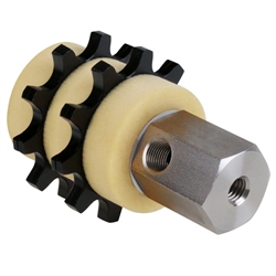 PU-Kettenschmierritzel DIN ISO 10 B-2 10 Zähne gleitgelagert Schmieranschluss radial, Produktphoto