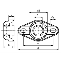 Kunststoff-Flanschlager igubal® EFOM, Technische Zeichnung