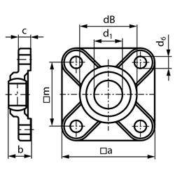 Kunststoff-Flanschlager igubal® EFSM, Technische Zeichnung