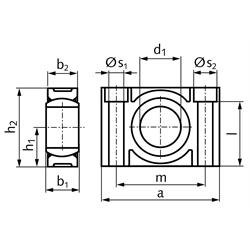 Kunststoff-Stehlager igubal® ESTM, Technische Zeichnung