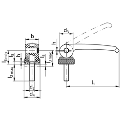 Exzenterspanner 927 mit Außengewinde Form A (verstellbar), Technische Zeichnung
