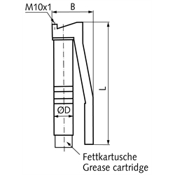 Handhebel-Fettpresse mit Lube-Shuttle® System, Anschlussgewinde M10x1, mit Schlauch, Technische Zeichnung