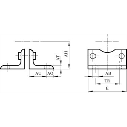 Fußbefestigung für Zylinderdurchmesser 63mm , Technische Zeichnung