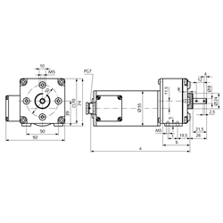 Getriebe GE/I, bis 2,4 Nm, für Kondensatormotor, Technische Zeichnung