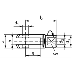 Gabelköpfe DIN 71752 verzinkt, drehbar, Technische Zeichnung