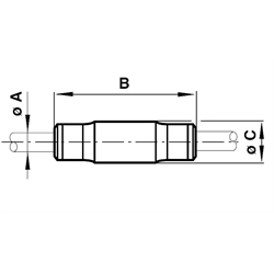 Gerade Durchgangsverbindung Rohr-Außendurchmesser 10mm , Technische Zeichnung