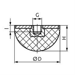 Gummi-Metallpuffer KPR, Ausführung I, Technische Zeichnung