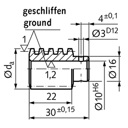 Schnecken - Achsabstand 25 mm, Technische Zeichnung
