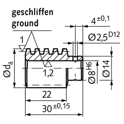 Schnecken - Achsabstand 31 mm, Technische Zeichnung