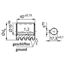 Schnecken - Achsabstand 50 mm, Technische Zeichnung