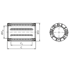 Linearkugellager KB-3 ISO-Reihe 3 geschlossen, Easy-Line, Technische Zeichnung