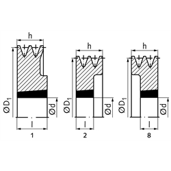 Taper-Keilriemenscheiben 2-rillig Profil XPZ, SPZ und Z (10), Technische Zeichnung