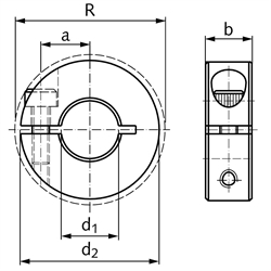 Geschlitzte Klemmringe - Ausführung S, Stahl brüniert, Technische Zeichnung