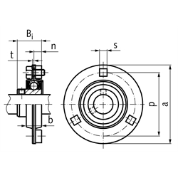 Kugel-Flanschlager BPF, Stahlblech, Technische Zeichnung
