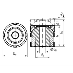 Kugelausgleichs-Elemente MN 686.4, verzinkt, Technische Zeichnung