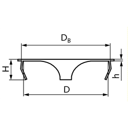 Krallen-Federringe als Befestigungselement für Kugelrollen, Technische Zeichnung