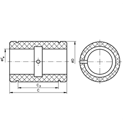 Lineargleitlager PO-3 aus Kunststoff ISO-Reihe 3, Premium, geschlossen, Technische Zeichnung