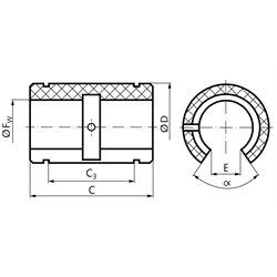 Lineargleitlager PO-3-O aus Kunststoff ISO-Reihe 3, Premium, offen, Technische Zeichnung