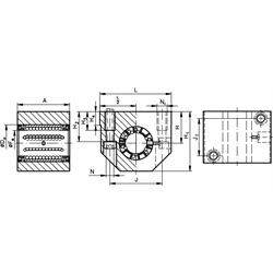 Linearkugellager- Einheiten KG-3 ISO-Reihe 3  geschlossen Premium, Technische Zeichnung