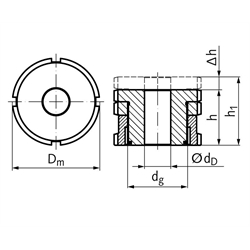 Niveauausgleichs-Elemente mit Kontermutter MN 686.6, verzinkt, Technische Zeichnung