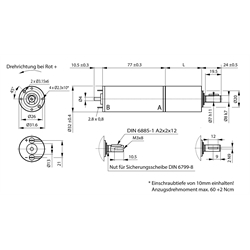 Planeten-Kleingetriebemotor SFP 2 mit Gleichstrommotor 24V i=56:1 Leerlaufdrehzahl 65 1/min., Technische Zeichnung