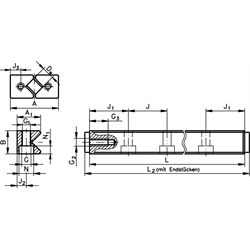 Präzisions-Schienenführungssatz RE-ACS Baugröße 6 31x15x350mm Hub 163mm , Technische Zeichnung