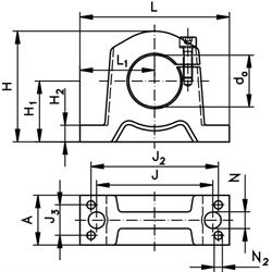 Präzisions-Wellenböcke GW ISO-Reihe 3, Technische Zeichnung