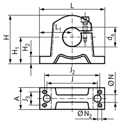 Präzisions-Wellenböcke GW ISO-Reihe 3, Technische Zeichnung
