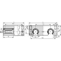 Quadro-Linearkugellager- Einheiten KGQ-3-O ISO-Reihe 3 offen Premium, Technische Zeichnung