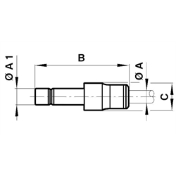 Reduzierverbindung Zapfen-Außendurchmesser 8mm Rohr-Außendurchmesser 4mm , Technische Zeichnung