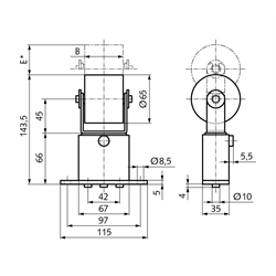 Riemenspanner SPANN-BOX® Größe 1 SR-0, Technische Zeichnung