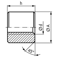 Runde Trapezgewindemutter DIN 103 Tr. 20 x 8 P4 zweigängig rechts Länge 40mm Außendurchmesser 45mm Material PA6.6+MoS2 , Technische Zeichnung