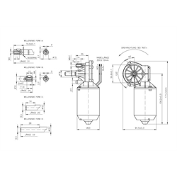 Schnecken-Kleingetriebe mit Gleichstrommotor SFS, Größe 3, bis 10 Nm, Technische Zeichnung