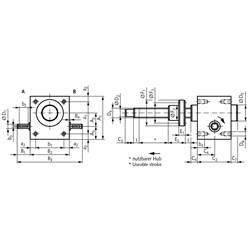 Spindelhubgetriebe NPT, mit Trapezgewinde, Ausführung C mit Laufmutter, Technische Zeichnung