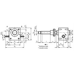 Spindelhubgetriebe NPK, mit Kugelgewinde, Ausführung C Laufmutterausführung, Technische Zeichnung
