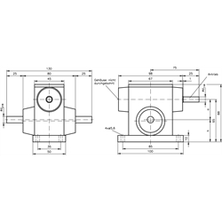 Schneckengetriebe G/II, bis 14 Nm, a=33mm, Technische Zeichnung