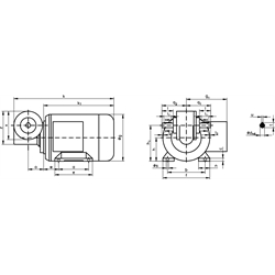 Schneckengetriebe- Motoren MEG, bis 17 Nm, 19 bis 560 1/min, Technische Zeichnung