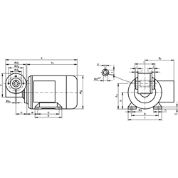 Schneckengetriebe- Motoren MH, bis 17 Nm, 19 bis 560 1/min, Technische Zeichnung
