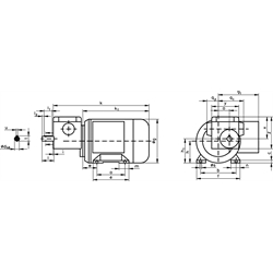Schneckengetriebe- Motoren MZ, bis 7,8 Nm, 0,9 bis 224 1/min, Technische Zeichnung