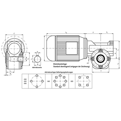 Schneckengetriebe- Motoren HMD/I, Technische Zeichnung