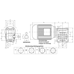 Schneckengetriebe- Motoren HMD/II, Technische Zeichnung