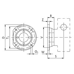 Abtriebsseitige Flansche HMD/II, rund, Technische Zeichnung