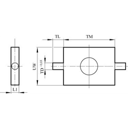 Schwenkzapfenbefestigung für Zylinderdurchmesser 12/16mm , Technische Zeichnung