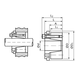 Spannsätze COM-C rostfrei, Bohrung 20mm bis 60mm, Technische Zeichnung