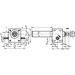Spindelhubgetriebe NP/I, Ausführung A (Grundausführung), Technische Zeichnung
