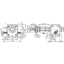 Spindelhubgetriebe NP/I, Ausführung C mit Laufmutter, Technische Zeichnung