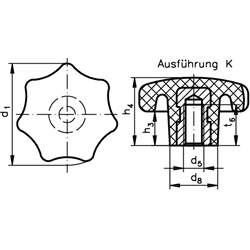 Sterngriffe ähnlich DIN 6336 Pr aus Duroplast, Technische Zeichnung